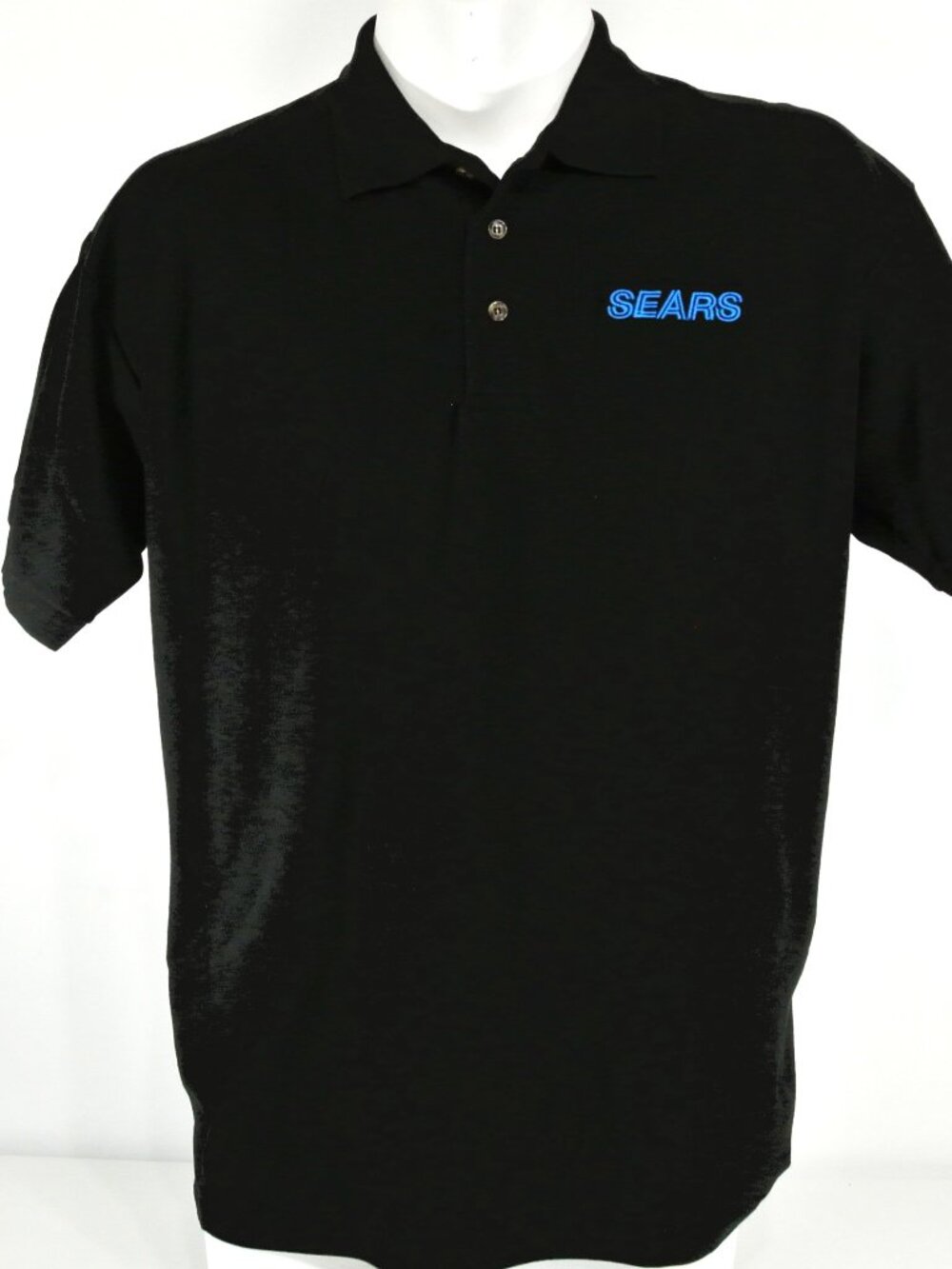 SEARS Department Store Employee Uniform Men's Black Polo Shirt Size L Large